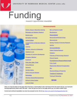 Funding  research opportunities newsletter Announcements