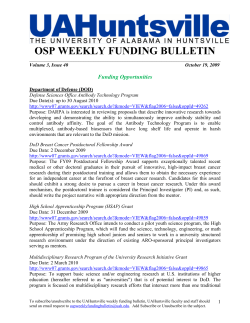 OSP WEEKLY FUNDING BULLETIN Funding Opportunities