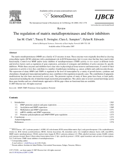 The regulation of matrix metalloproteinases and their inhibitors Ian M. Clark