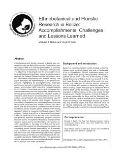 Ethnobotanical and Floristic Research in Belize: Accomplishments, Challenges and Lessons Learned