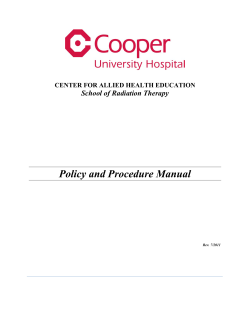                             Policy and Procedure Manual School of Radiation Therapy