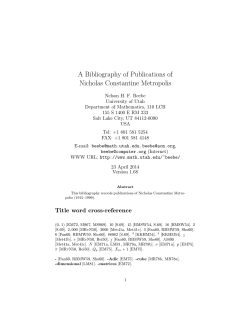 A Bibliography of Publications of Nicholas Constantine Metropolis