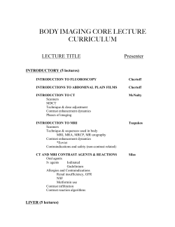 BODY IMAGING CORE LECTURE CURRICULUM LECTURE TITLE