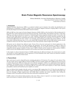 1 Brain Proton Magnetic Resonance Spectroscopy