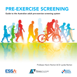 PRE-EXERCISE SCREENING Guide to the Australian adult pre-exercise screening system
