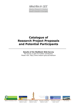 Catalogue of Research Project Proposals and Potential Participants