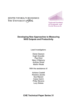 Developing New Approaches to Measuring NHS Outputs and Productivity