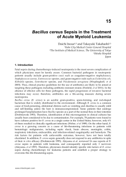 15 Bacillus cereus Sepsis in the Treatment of Acute Myeloid Leukemia