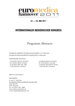 Programm Abstracts INTERNATIONALER MEDIZINISCHER KONGRESS 23  — 24. MAI 2011