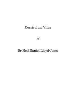 Curriculum Vitae  of Dr Neil Daniel Lloyd-Jones