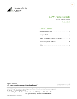 LSW ProtectorLife Whole Life Insurance Table of Contents