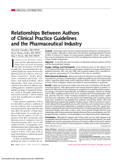 Relationships Between Authors of Clinical Practice Guidelines and the Pharmaceutical Industry ORIGINAL CONTRIBUTION