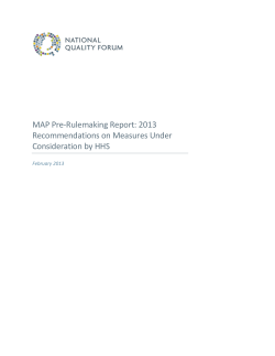 MAP Pre-Rulemaking Report: 2013 Recommendations on Measures Under Consideration by HHS February 2013