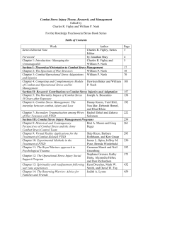 Combat Stress Injury Theory, Research, and Management  Table of Contents Edited by