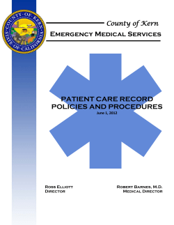 Emergency Medical Services PATIENT CARE RECORD POLICIES AND PROCEDURES