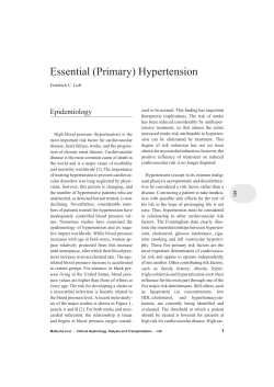 Essential (Primary) Hypertension Epidemiology