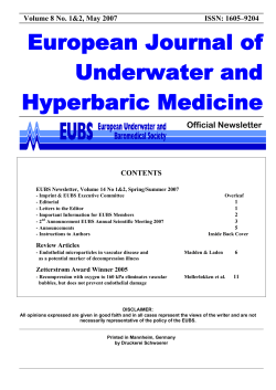 European Journal of Underwater and Hyperbaric Medicine Official Newsletter