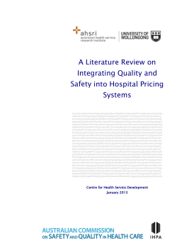 A Literature Review on Integrating Quality and Safety into Hospital Pricing Systems