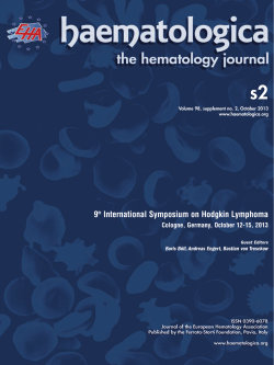 s2 9 International Symposium on Hodgkin Lymphoma Cologne, Germany, October 12-15, 2013