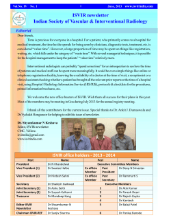 ISVIR newsletter Indian Society of Vascular &amp; Interventional Radiology Editorial