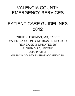 VALENCIA COUNTY EMERGENCY SERVICES  PATIENT CARE GUIDELINES