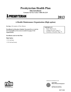 2013 Presbyterian Health Plan A Health Maintenance Organization (High option)