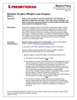 Medical Policy Bariatric Surgery (Weight Loss Surgery)