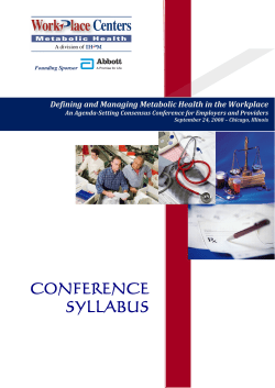   CONFERENCE SYLLABUS Defining and Managing Metabolic Health in the Workplace