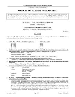NOTICES OF EXEMPT RULEMAKING Arizona Administrative Register / Secretary of State
