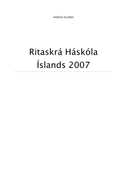 Ritaskrá Háskóla Íslands 2007  HÁSKÓLI ÍSLANDS