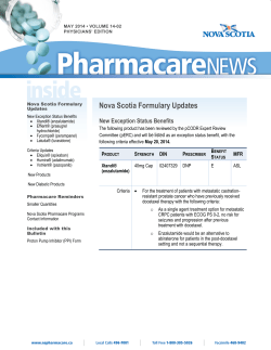 Nova Scotia Formulary Updates New Exception Status Benefits  be listed