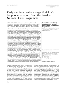 Early and intermediate stage Hodgkin’s lymphoma – report from the Swedish