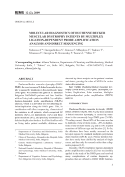 12 (2), 2009 MOLECULAR DIAGNOSTICS OF DUCHENNE/BECKER MUSCULAR DYSTROPHY PATIENTS BY MULTIPLEX
