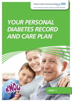 YOUR PERSONAL DIABETES RECORD AND CARE PLAN PART 1