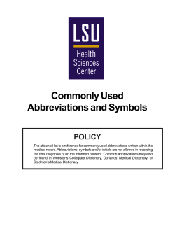 Commonly Used Abbreviations and Symbols POLICY