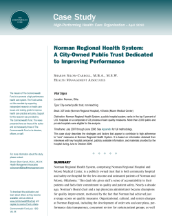 Case Study Norman Regional Health System: A City-Owned Public Trust Dedicated