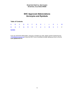 SHC Approved Abbreviations Acronyms and Symbols S