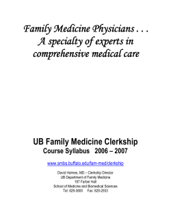Family Medicine Physicians . . . A specialty of experts in