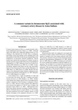 A common variant in chromosome 9p21 associated with RESEARCH NOTE