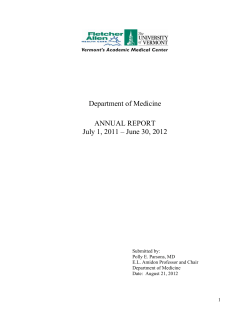 Department of Medicine ANNUAL REPORT July 1, 2011 – June 30, 2012
