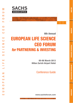 EUROPEAN LIFE SCIENCE CEO FORUM for Conference Guide