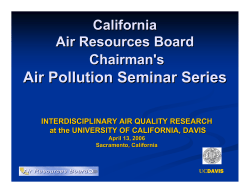 Air Pollution Seminar Series California Air Resources Board Chairman's