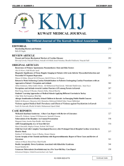 KMJ KUWAIT MEDICAL JOURNAL The Official Journal of The Kuwait Medical Association EDITORIAL