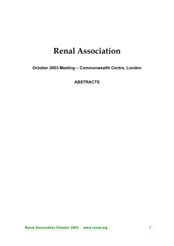Renal Association October 2003 Meeting – Commonwealth Centre, London ABSTRACTS