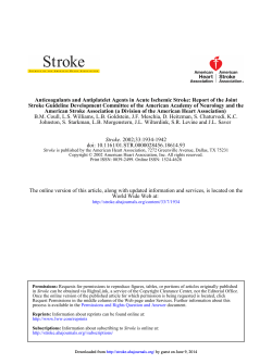 Anticoagulants and Antiplatelet Agents in Acute Ischemic Stroke: Report of... the Stroke Guideline Development Committee of the American Academy of Neurology...