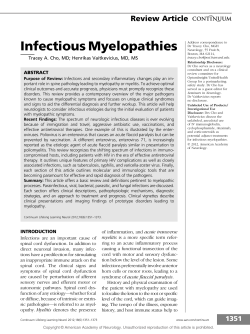 Infectious Myelopathies Tracey A. Cho, MD; Henrikas Vaitkevicius, MD, MS