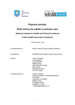 Physical activity: Brief advice for adults in primary care