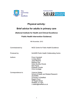 Physical activity: Brief advice for adults in primary care