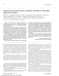 Angiotensin-Converting Enzyme Genotypes and Risk for Myocardial Infarction in Women