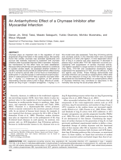 An Antiarrhythmic Effect of a Chymase Inhibitor after Myocardial Infarction Mizuo Miyazaki